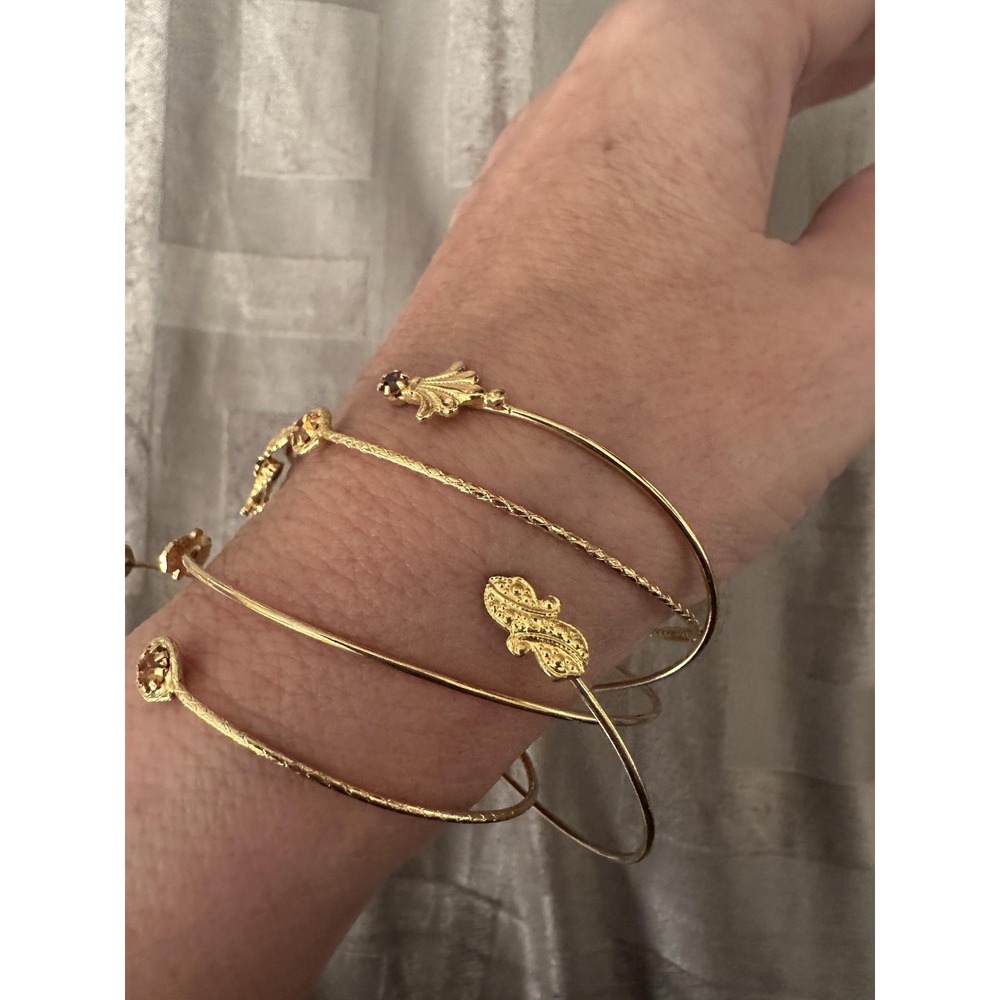 Alex & Ani Cinerama Jewelry Goldtone Cuff Bangle Set of 5 Adjustable Topaz Color - Picture 14 of 16
